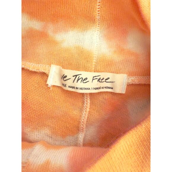 We The Free Tie Dye Long Sleeve Mock Neck Tee Shirt Orange White Women’s Large - Picture 3 of 9
